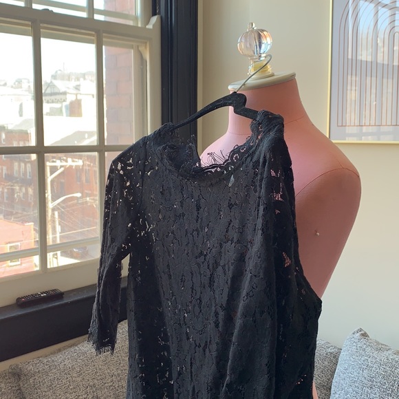 Joie black lace button up top - Picture 4 of 4